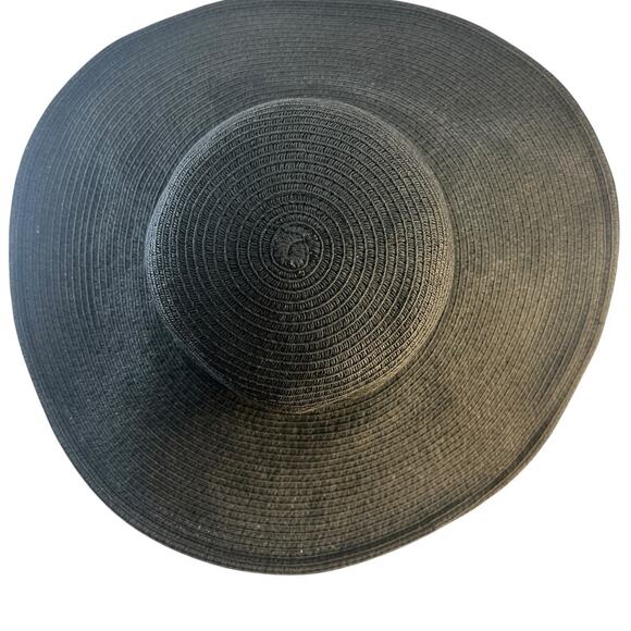 J. CREW Black FAUX STRAW SUN HAT SZ ONE SIZE - Picture 3 of 9